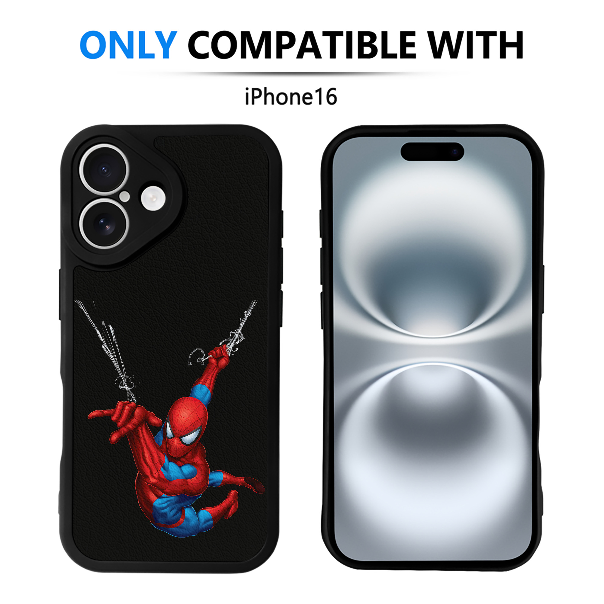 Spider Man スパイダーマン 【iPhone 16シリーズ対応】シリコンスマホケース（レザー調） 材質：シリコン
